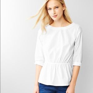 Gap poplin peblum top in white cotton